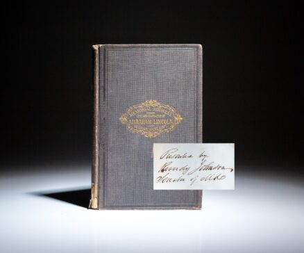 First edition of George Bancroft's Memorial Address on the Life and Character of Abraham Lincoln, presented by Maryland Senator Reverdy Johnson.