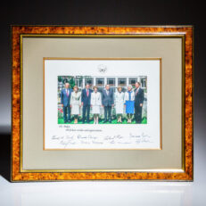 Presidential group photograph at the the Richard Nixon Presidential Library and Birthplace, with printed signatures.