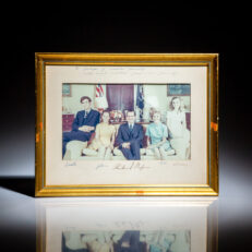 Signed photograph of President Richard Nixon and the full Nixon family at the White House in 1969.