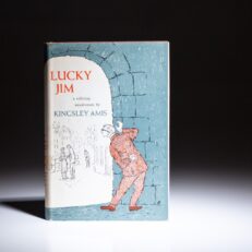 First American edition of Lucky Jim by Kingsley Amis, with advance review card laid-in.