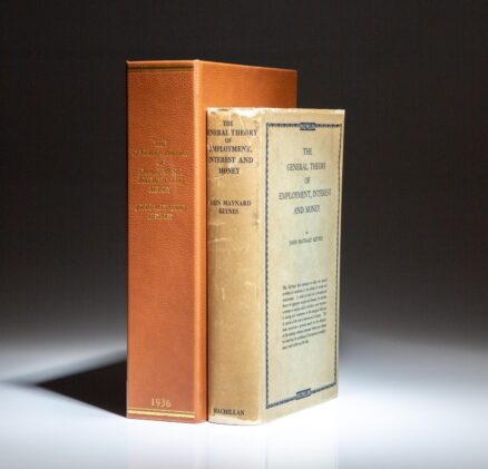 First edition of The General Theory of Employment, Interest and Money by John Maynard Keynes, a foundation of modern economic theory.