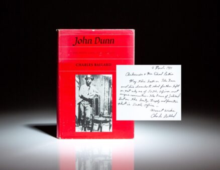 First edition of John Dunn: The White Chief of Zululand, inscribed to U.S. Ambassador Ed Perkins, with a laid-in letter from Dan Dunn, Chairman of the Dunn Descendants Association.