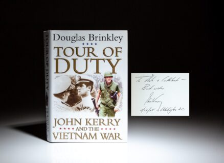 First edition of Tour of Duty by Douglas Brinkley, signed by former Secretary of State, John Kerry.