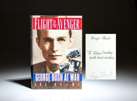 First edition of Flight of the Avenger: George Bush At War, with bookplate signed by President George H.W. Bush.