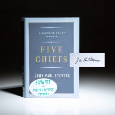 Signed first edition of Five Chiefs by Supreme Court Justice John Paul Stevens, from the library of U.S. Ambassador Ed Perkins.