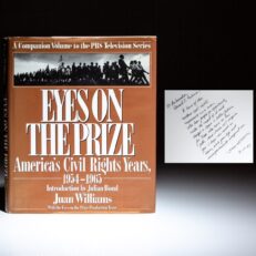 First edition of Eyes on the Prize by Juan Williams, inscribed to U.N. Ambassador and diplomat Edward J. Perkins.