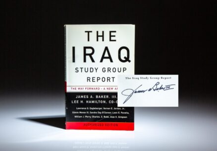 First edition of The Iraq Study Group Report, signed by Co-Chairman, James A. Baker III.