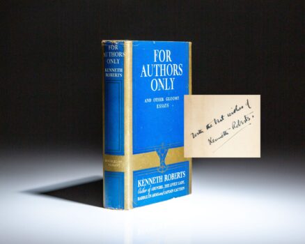 Signed first edition of For Authors Only by Kenneth Roberts.