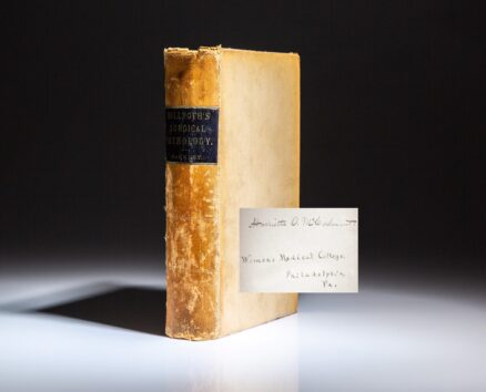 Early edition of General Surgical Pathology and Therapeutics by Theodor Billroth, from the library of Dr. Harriette O. McCalmont, a prominent Michigan suffragette.