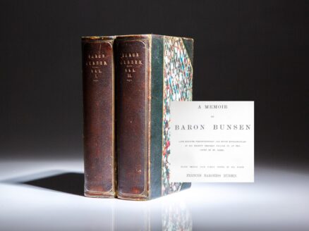 Decorated with two fore-edge paintings, first edition of A Memoir of Baron Bunsen, as collected by his wife, Frances Baroness Bunsen.