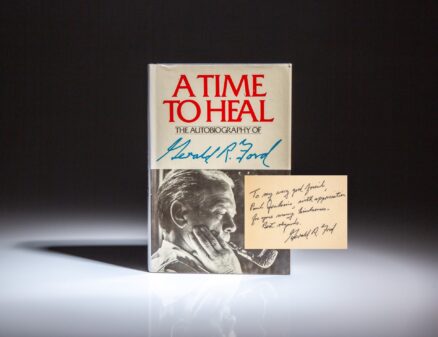 Signed first edition of A Time To Heal by President Gerald R. Ford, inscribed to his friend and Betty Ford Center board member, Paul G. Jenkins.