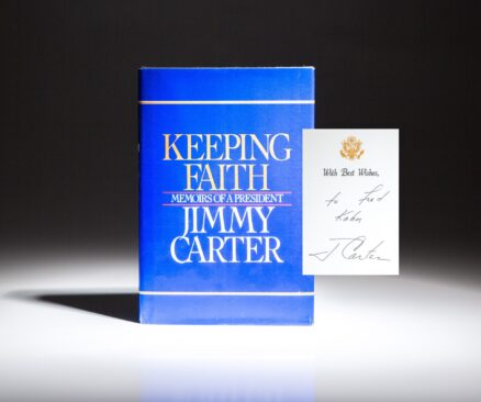 Keeping Faith by President Jimmy Carter, inscribed to his "inflation czar," Alfred E. Kahn.