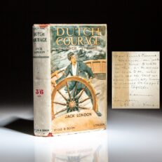 Presentation copy of Jack London's Dutch Courage and Other Stories, with an inscription from his second wife, Charmian London.