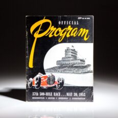 Official Race Program for the Thirty-Seventh 500 Mile Race, held at the Indianapolis Motor Speedway on May 30th, 1953.