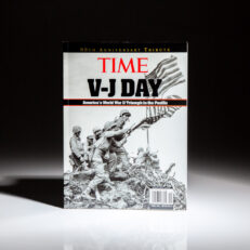 Signed by Dutch Van Kirk, navigator of the Enola Gay, the Time Magazine 60th Anniversary Tribute to V-J Day: America's World War II Triumph in the Pacific.