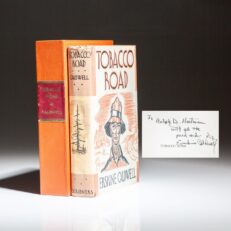 Signed first edition of Tobacco Road by Erskine Caldwell in publisher's dust jacket.