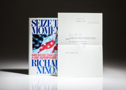 First edition of Seize The Moment, signed by President Richard Nixon, presented to Washington, DC attorney David Ginsburg.