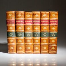 The Works of William Shakespear, in six volumes, published in 1743 and 1744, edited by Sir Thomas Hanmer, Speaker of the House of Commons. This is the first edition edited by Hanmer.