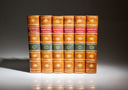 The Works of William Shakespear, in six volumes, published in 1743 and 1744, edited by Sir Thomas Hanmer, Speaker of the House of Commons. This is the first edition edited by Hanmer.