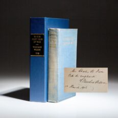 First edition of In Our First Year of War, signed by President Woodrow Wilson in 1918.