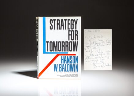 Inscribed to Admiral John S. McCain, Jr., first edition of Strategy for Tomorrow by Pulitzer Prize-winning journalist Hanson W. Baldwin.