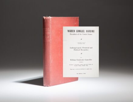 First edition of Warren Gamaliel Harding: President of the United States, attributed to William Estabrook Chancellor. This controversial "study" suggesting that President Harding had an African-American ancestor was successfully suppressed by government agents.