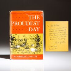 Inscribed to Admiral John S. McCain, Jr., first edition of The Proudest Day by Charles G. Muller.