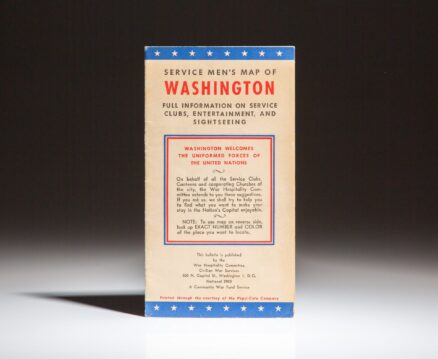 Service Men's Map of Washington from the War Hospitality Committee, being a guide for military personnel visiting Washington DC during World War II.