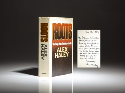 Inscribed copy of Roots by Alex Haley.