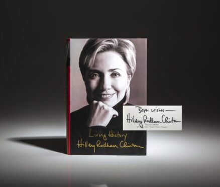 Signed first edition of Living History by Hillary Rodham Clinton, inscribed on both the half-title and the title page.