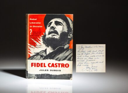 Signed first edition of Fidel Castro: Rebel Liberator or Dictator? by Jules Dubois, inscribed to fellow Latin American correspondent Jay Mallin.