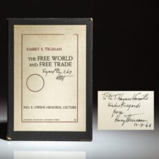 Signed limited edition of The Free World and Free Trade, a lecture by President Harry S. Truman.