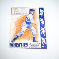 From the private collection of Bob Feller, Wheaties cereal box panel featuring "Robert Feller" of the Cleveland Indians.