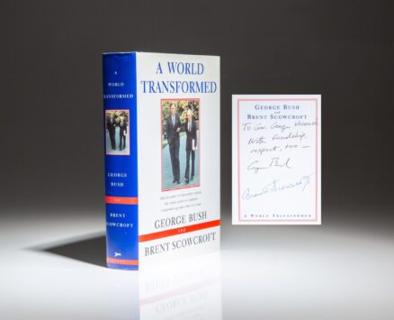 Inscribed to Ohio Governor George Voinovich, first edition of A World Transformed by President George H.W. Bush and Brent Scowcroft.