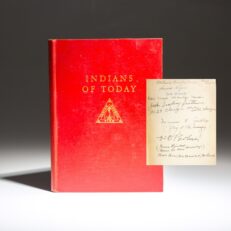 Signed by multiple subjects of the text, the first edition of Indians of Today edited by Marion E. Gridley.