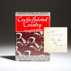 Signed first edition, second printing of Cry, the Beloved Country by Alan Paton.