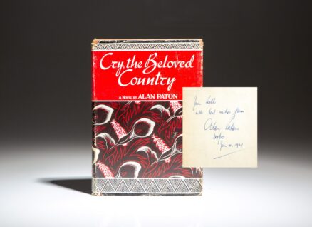 Signed first edition, second printing of Cry, the Beloved Country by Alan Paton.