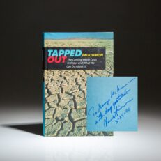 Inscribed to Senator George McGovern, the first edition of Tapped Out by Senator Paul Simon.