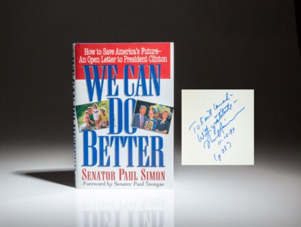 Inscribed to Senator Kent Conrad, the first edition of We Can Do Better by Paul Simon.