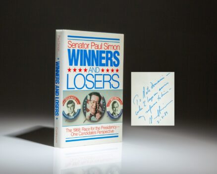 Inscribed to Senator Pete Domenici, the first edition of Winners and Losers by Paul Simon.