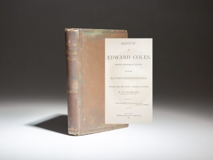 First edition of Sketch of Edward Coles, Second Governor of Illinois by Elihu B. Washburne, inscribed to Colonel William Lamb, Confederate Army officer and Mayor of Norfolk, Virginia.