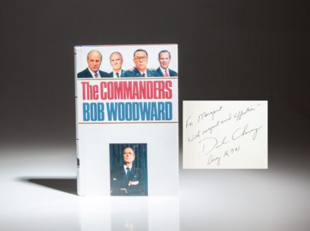 Inscribed by Secretary of Defense Dick Cheney, the first edition of The Commanders by Bob Woodward.