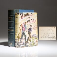 Inscribed first edition, first printing of Bound for Glory by Woody Guthrie, in the second issue dust jacket.