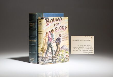 Inscribed first edition, first printing of Bound for Glory by Woody Guthrie, in the second issue dust jacket.