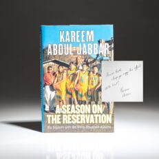 Signed first edition of A Season on the Reservation by Kareem Abdul-Jabbar, with an inscription to the former Chairman of the Joint Chiefs of Staff Colin Powell.