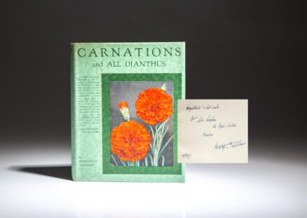 Inscribed by the author to George Simpson, head gardener at Windsor Castle, the second edition of Carnations and All Dianthus by Montagu C. Allwood.