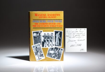 Inscribed by the authors to baseball legend Stan Musial, first edition of Over Here, Over There: The Andrews Sisters and the USO Stars in World War II by Maxene Andrews and Bill Gilbert.