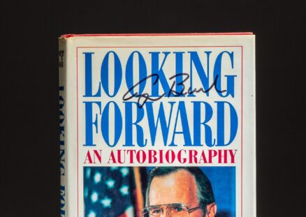 First edition of Looking Forward, signed by President George H.W. Bush on the dust jacket cover.