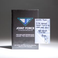 Inscribed to former Secretary of State Colin Powell, the first edition of Joint Force Leadership by Jim "Boots" Demarest and Mark McGinnis.