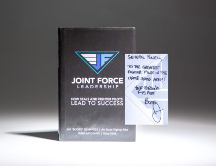 Inscribed to former Secretary of State Colin Powell, the first edition of Joint Force Leadership by Jim "Boots" Demarest and Mark McGinnis.